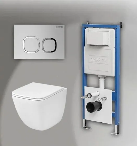 Комплект GROSSMAN инсталляция 900.K31.01.000 + клавиша смыва 700.K31.02.110.110 хром матовый + унитаз GR-4497SQC