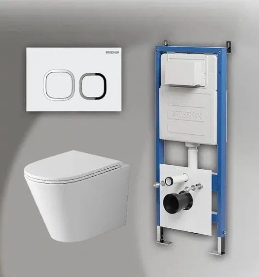 Комплект GROSSMAN инсталляция 900.K31.01.000 + клавиша смыва 700.K31.02.100.100 хром глянцевый + унитаз GR-4478SQ