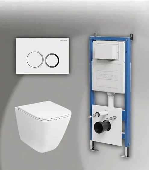 Комплект GROSSMAN инсталляция 900.K31.01.000 + клавиша смыва 700.K31.01.000.000 белый + унитаз GR-4479SQC