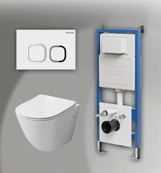 Комплект GROSSMAN инсталляция 900.K31.01.000 + клавиша смыва 700.K31.02.000.000 белый + унитаз GR-4411SQ