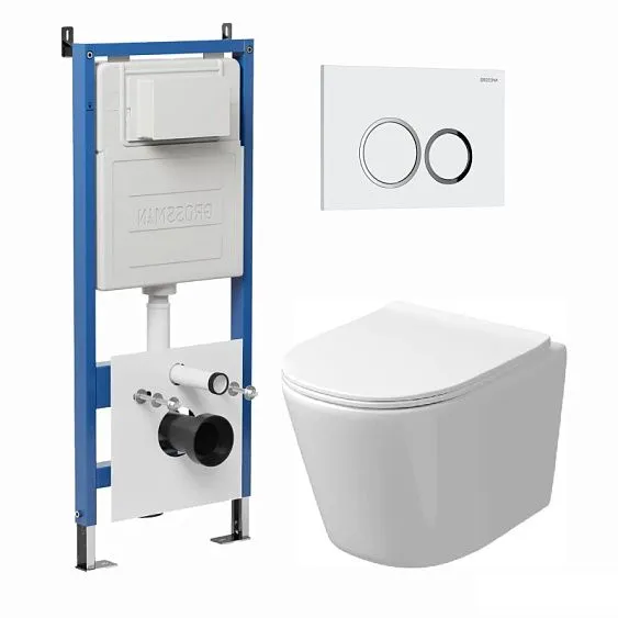 Комплект GROSSMAN инсталляция 900.K31.01.000 + клавиша смыва 700.K31.01.000.000 белый + унитаз GR-4477SQ