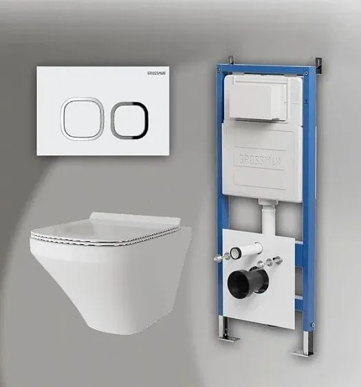 Комплект GROSSMAN инсталляция 900.K31.01.000 + клавиша смыва 700.K31.02.000.000 белый + унитаз GR-4440S