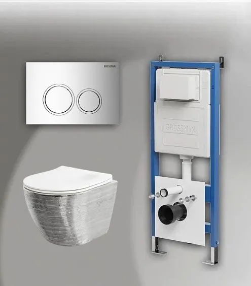 Комплект GROSSMAN инсталляция 900.K31.01.000 + клавиша смыва 700.K31.01.100.100 хром глянцевый + унитаз GR-4455SWS