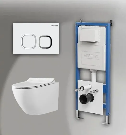 Комплект GROSSMAN инсталляция 900.K31.01.000 + клавиша смыва 700.K31.02.000.000 белый + унитаз GR-4455S