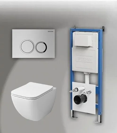 Комплект GROSSMAN инсталляция 900.K31.01.000 + клавиша смыва 700.K31.01.110.110 хром матовый + унитаз GR-4447S