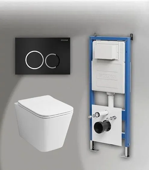 Комплект GROSSMAN инсталляция 900.K31.01.000 + клавиша смыва 700.K31.01.210.210 черный матовый + унитаз GR-4441S