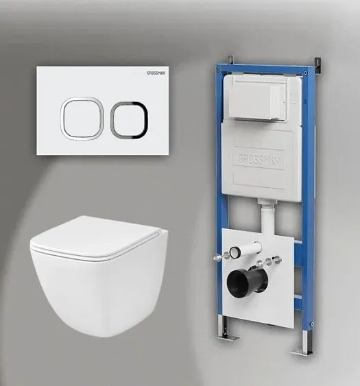 Комплект GROSSMAN инсталляция 900.K31.01.000 + клавиша смыва 700.K31.02.100.100 хром глянцевый + унитаз GR-4497SQC