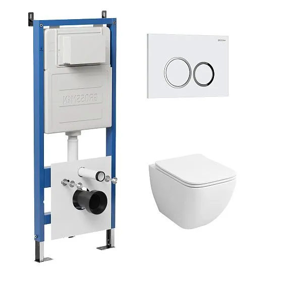 Комплект GROSSMAN инсталляция 900.K31.01.000 + клавиша смыва 700.K31.01.000.000 белый + унитаз GR-4447S