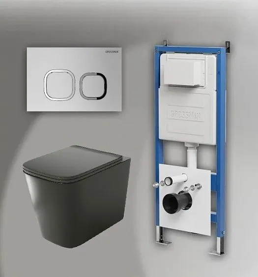 Комплект GROSSMAN инсталляция 900.K31.01.000 + клавиша смыва 700.K31.02.110.110 хром матовый + унитаз GR-4441BMS