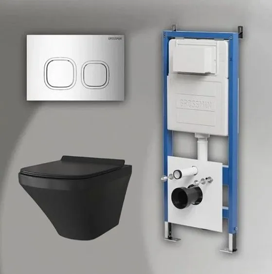 Комплект GROSSMAN инсталляция 900.K31.01.000 + клавиша смыва 700.K31.02.100.100 хром глянцевый + унитаз GR-4440BMS