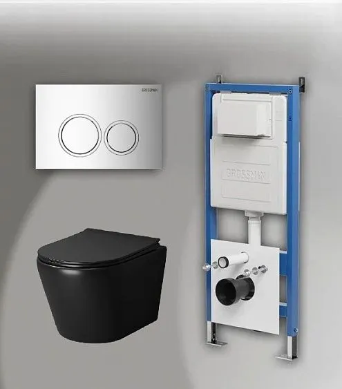 Комплект GROSSMAN инсталляция 900.K31.01.000 + клавиша смыва 700.K31.01.100.100 хром глянцевый + унитаз GR-4478BMS