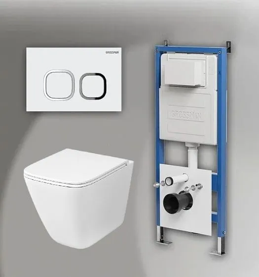 Комплект GROSSMAN инсталляция 900.K31.01.000 + клавиша смыва 700.K31.02.000.000 белый + унитаз GR-4479SQC