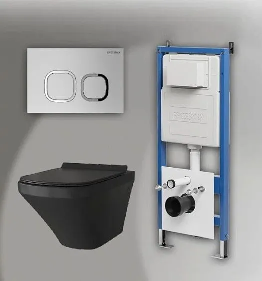 Комплект GROSSMAN инсталляция 900.K31.01.000 + клавиша смыва 700.K31.02.110.110 хром матовый + унитаз GR-4440BMS
