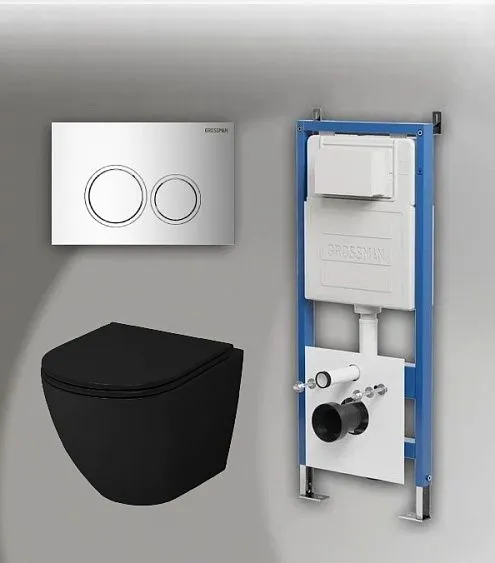 Комплект GROSSMAN инсталляция 900.K31.01.000 + клавиша смыва 700.K31.01.100.100 хром глянцевый + унитаз GR-4455BMS