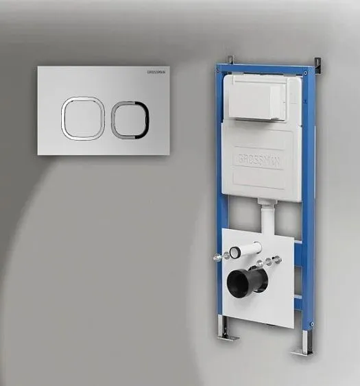 Комплект GROSSMAN инсталляция 900.K31.01.000 + клавиша смыва 700.K31.02.110.110 хром матовый