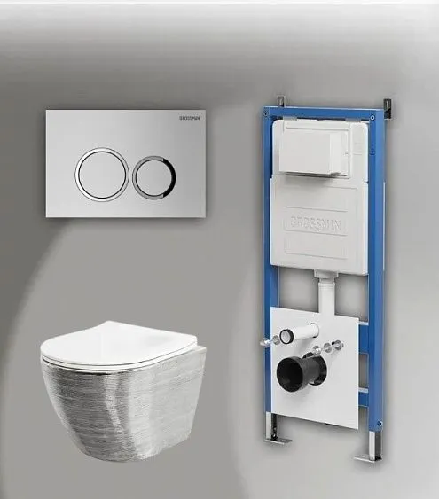 Комплект GROSSMAN инсталляция 900.K31.01.000 + клавиша смыва 700.K31.01.110.110 хром матовый + унитаз GR-4455SWS