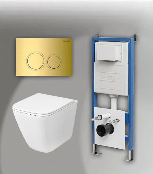 Комплект GROSSMAN инсталляция 900.K31.01.000 + клавиша смыва 700.K31.01.300.300 золото глянцевый + унитаз GR-4479SQC