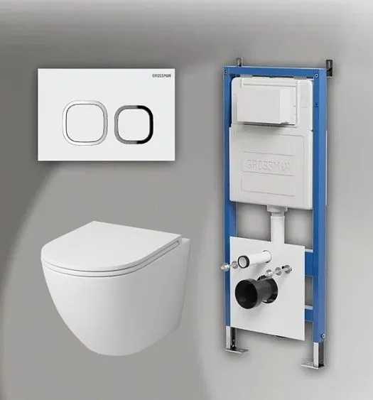 Комплект GROSSMAN инсталляция 900.K31.01.000 + клавиша смыва 700.K31.02.000.000 белый + унитаз GR-4455MS