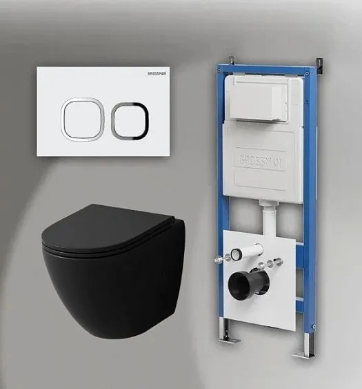 Комплект GROSSMAN инсталляция 900.K31.01.000 + клавиша смыва 700.K31.02.000.000 белый + унитаз GR-4455BMSQ