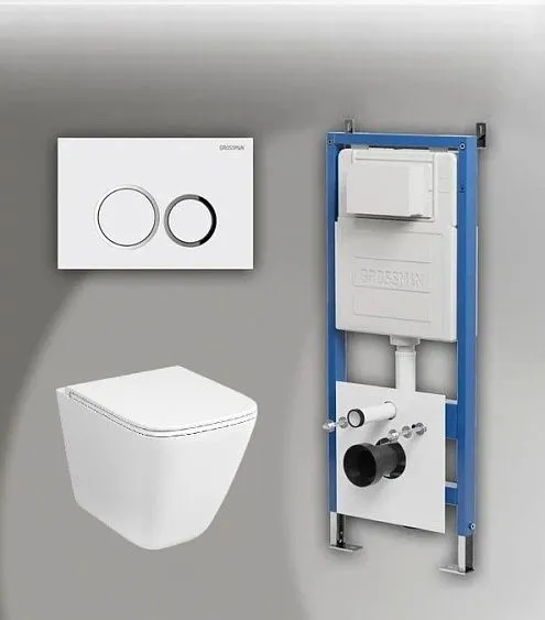 Комплект GROSSMAN инсталляция 900.K31.01.000 + клавиша смыва 700.K31.01.000.000 белый + унитаз GR-4497SQC