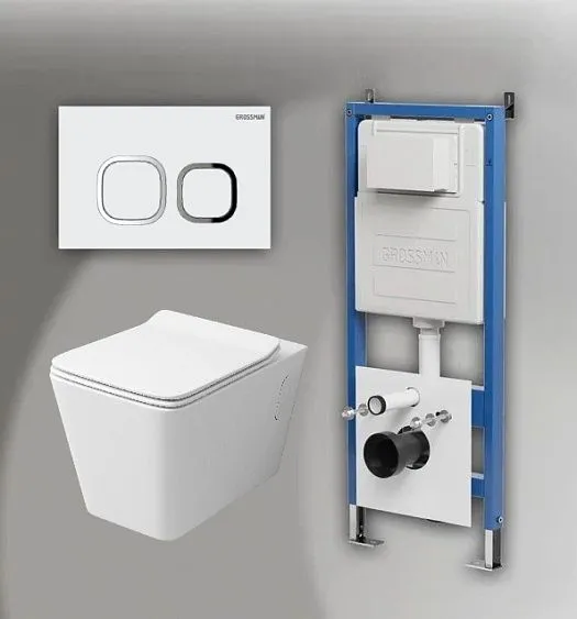 Комплект GROSSMAN инсталляция 900.K31.01.000 + клавиша смыва 700.K31.02.000.000 белый + унитаз GR-4414S