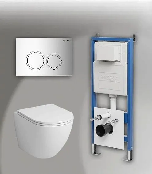 Комплект GROSSMAN инсталляция 900.K31.01.000 + клавиша смыва 700.K31.01.100.100 белый + унитаз GR-4455S