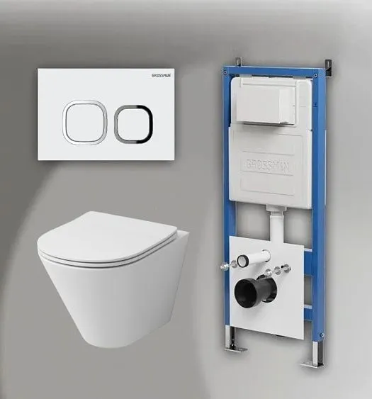 Комплект GROSSMAN инсталляция 900.K31.01.000 + клавиша смыва 700.K31.02.000.000 белый + унитаз GR-4477S