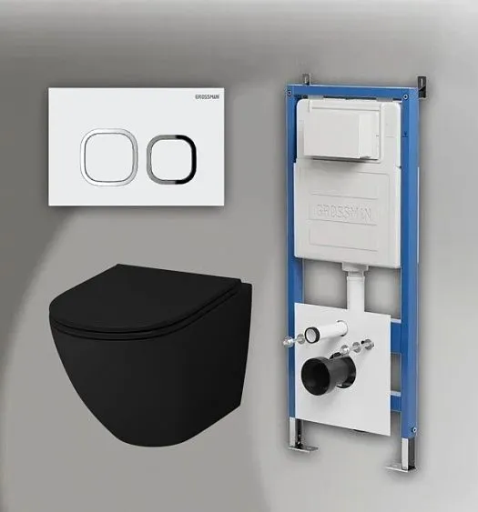 Комплект GROSSMAN инсталляция 900.K31.01.000 + клавиша смыва 700.K31.02.000.000 белый + унитаз GR-4455BMS
