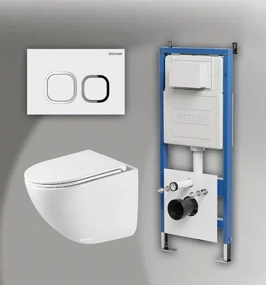 Комплект GROSSMAN инсталляция 900.K31.01.000 + клавиша смыва 700.K31.02.000.000 белый + унитаз GR-4455SQC