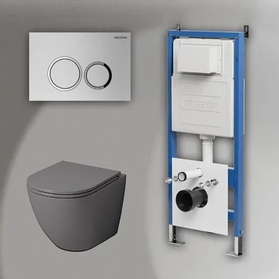 Комплект GROSSMAN инсталляция 900.K31.01.000 + клавиша смыва 700.K31.01.110.110 хром матовый + унитаз GR-4455GMS