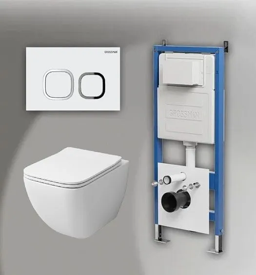 Комплект GROSSMAN инсталляция 900.K31.01.000 + клавиша смыва 700.K31.02.000.000 белый + унитаз GR-4447S
