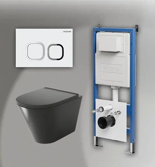 Комплект GROSSMAN инсталляция 900.K31.01.000 + клавиша смыва 700.K31.02.000.000 белый + унитаз GR-4477BMS