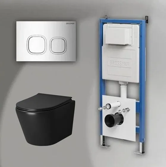 Комплект GROSSMAN инсталляция 900.K31.01.000 + клавиша смыва 700.K31.02.100.100 хром глянцевый + унитаз GR-4478BMS