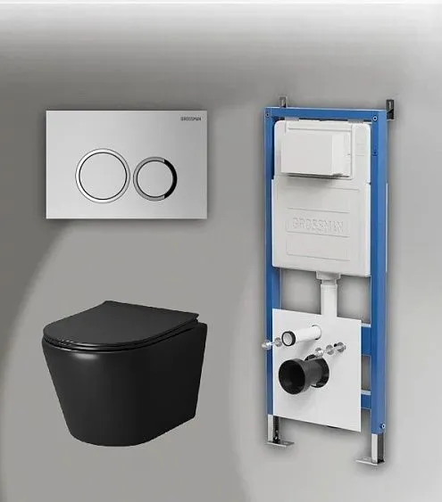 Комплект GROSSMAN инсталляция 900.K31.01.000 + клавиша смыва 700.K31.01.110.110 хром матовый + унитаз GR-4478BMS