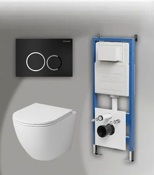 Комплект GROSSMAN инсталляция 900.K31.01.000 + клавиша смыва 700.K31.01.210.210 черный матовый + унитаз GR-4455MS