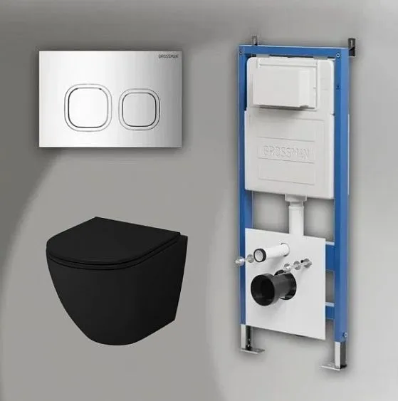 Комплект GROSSMAN инсталляция 900.K31.01.000 + клавиша смыва 700.K31.02.100.100 хром глянцевый + унитаз GR-4455BMS