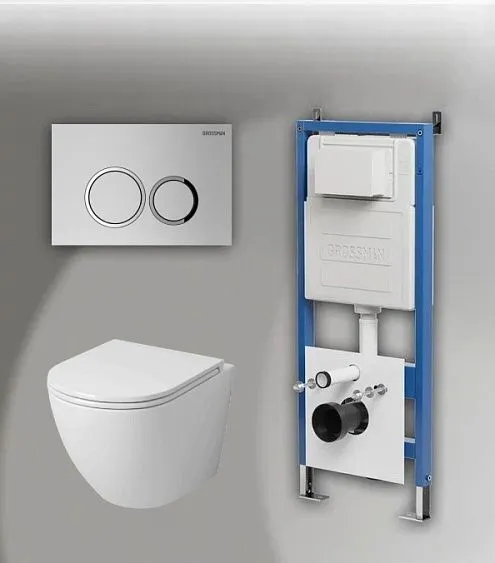 Комплект GROSSMAN инсталляция 900.K31.01.000 + клавиша смыва 700.K31.01.110.110 хром матовый + унитаз GR-4455SQ