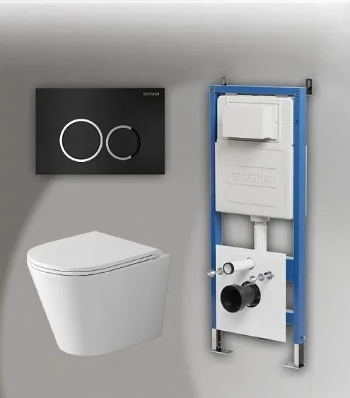 Комплект GROSSMAN инсталляция 900.K31.01.000 + клавиша смыва 700.K31.01.210.210 черный матовый + унитаз GR-4478SQ