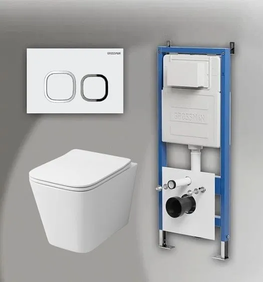 Комплект GROSSMAN инсталляция 900.K31.01.000 + клавиша смыва 700.K31.02.000.000 белый + унитаз GR-4441S