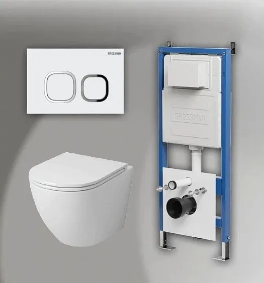 Комплект GROSSMAN инсталляция 900.K31.01.000 + клавиша смыва 700.K31.02.000.000 белый + унитаз GR-4455SQ