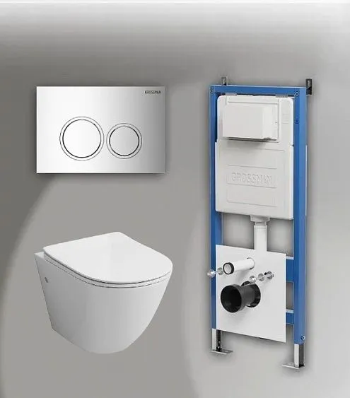 Комплект GROSSMAN инсталляция 900.K31.01.000 + клавиша смыва 700.K31.01.100.100 хром глянцевый + унитаз GR-4411SQ