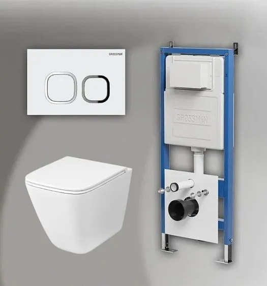 Комплект GROSSMAN инсталляция 900.K31.01.000 + клавиша смыва 700.K31.02.100.100 хром глянцевый + унитаз GR-4479SQ