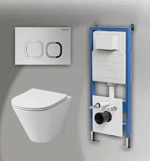 Комплект GROSSMAN инсталляция 900.K31.01.000 + клавиша смыва 700.K31.02.110.110 хром матовый + унитаз GR-4477S