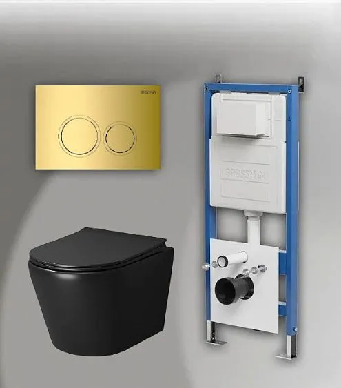 Комплект GROSSMAN инсталляция 900.K31.01.000 + клавиша смыва 700.K31.01.300.300 золото глянцевый + унитаз GR-4478BMS