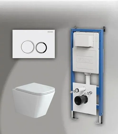 Комплект GROSSMAN инсталляция 900.K31.01.000 + клавиша смыва 700.K31.01.000.000 белый + унитаз GR-4479SQ
