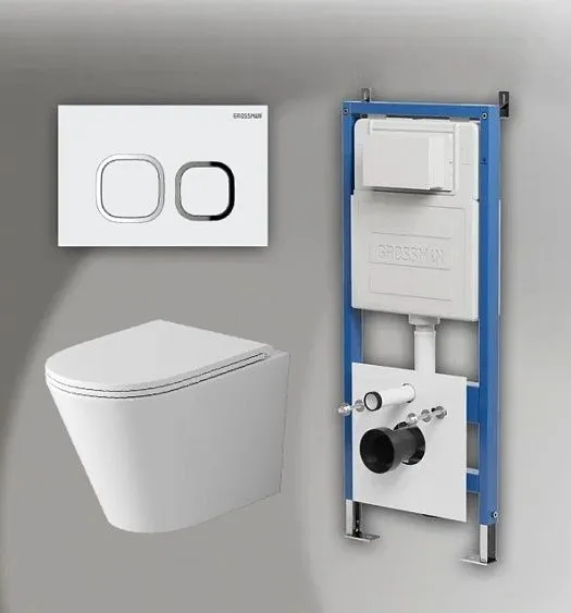 Комплект GROSSMAN инсталляция 900.K31.01.000 + клавиша смыва 700.K31.02.000.000 белый + унитаз GR-4478SQ