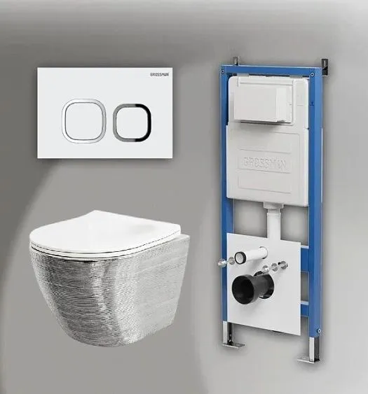 Комплект GROSSMAN инсталляция 900.K31.01.000 + клавиша смыва 700.K31.02.000.000 белый + унитаз GR-4455SWS