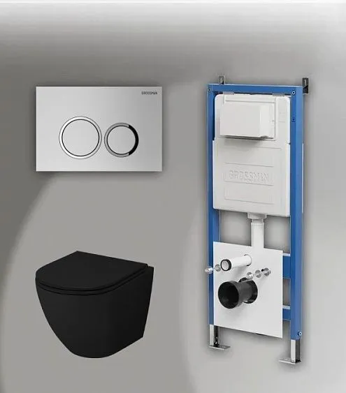 Комплект GROSSMAN инсталляция 900.K31.01.000 + клавиша смыва 700.K31.01.110.110 хром матовый + унитаз GR-4455BMS