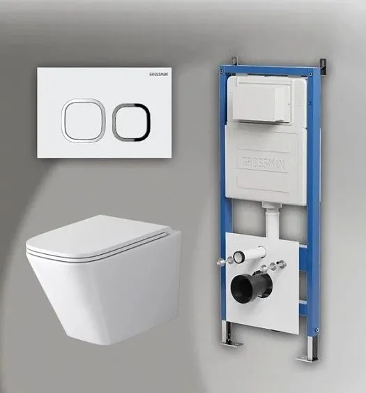 Комплект GROSSMAN инсталляция 900.K31.01.000 + клавиша смыва 700.K31.02.000.000 белый + унитаз GR-4479SQ