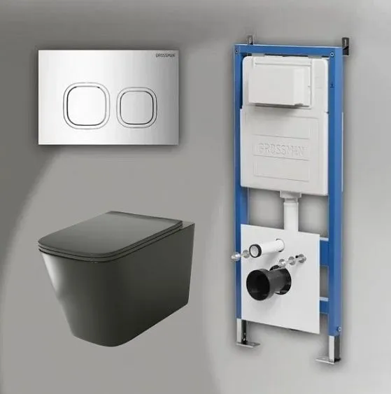 Комплект GROSSMAN инсталляция 900.K31.01.000 + клавиша смыва 700.K31.02.100.100 хром глянцевый + унитаз GR-4441BMS